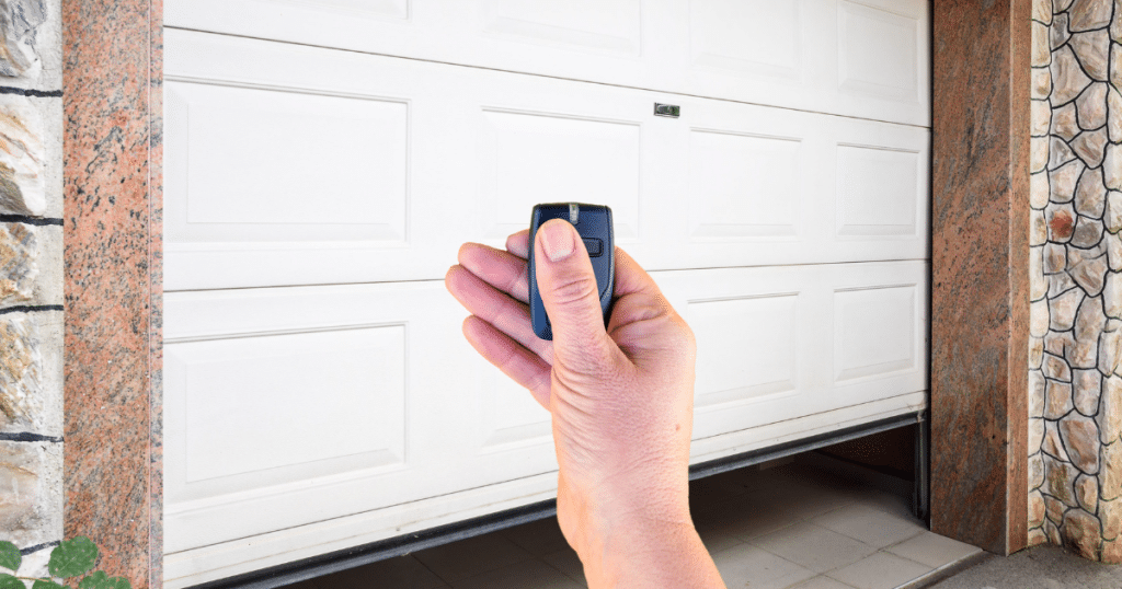 Opening the garage with a small remote.