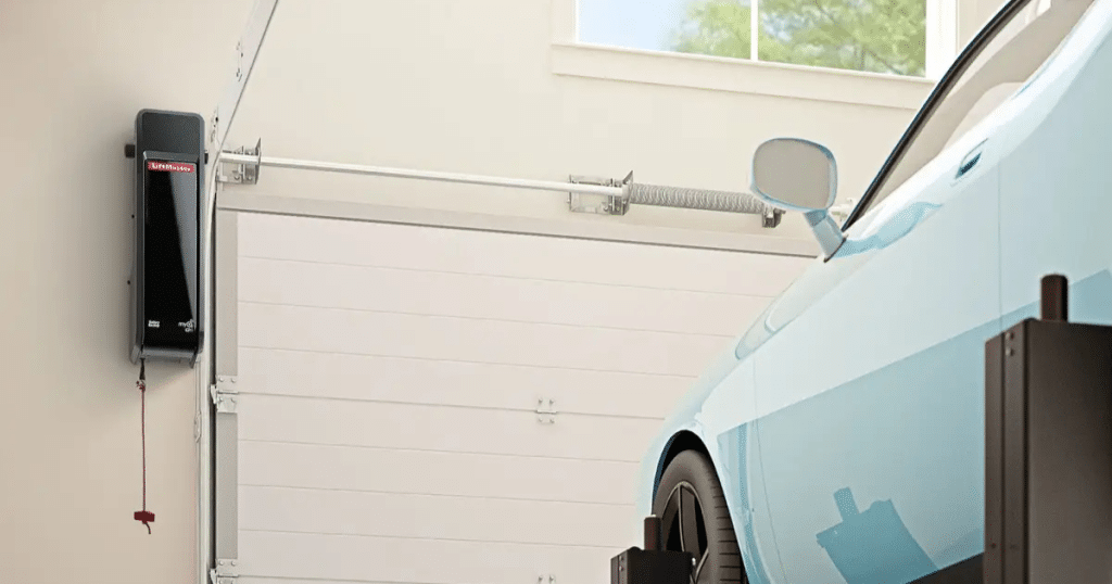 Garage door panel is bent after hitting it with car