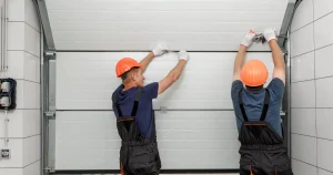experts rapairing garage door